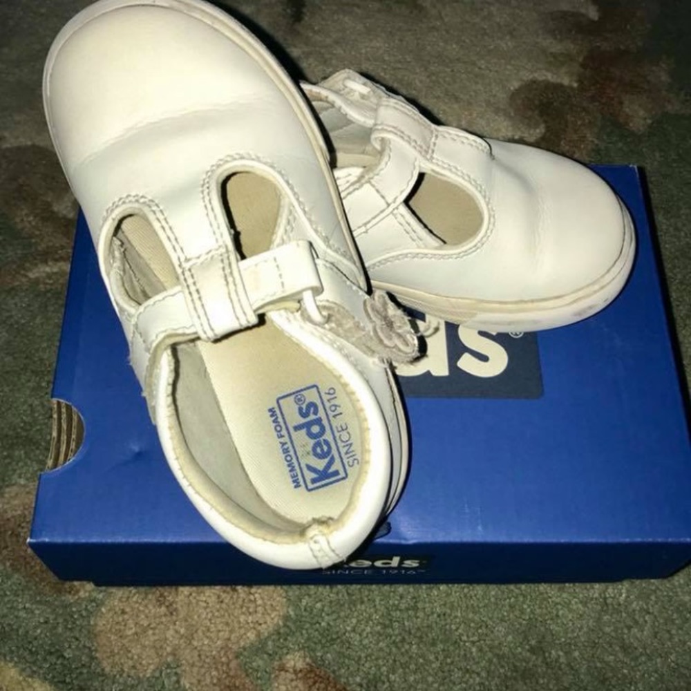 White leather Velcro Keds